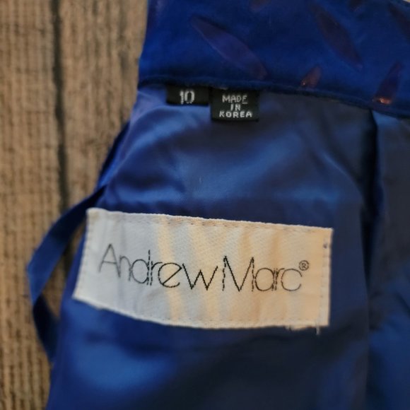 Andrew Marc Blue Suede Leather Cut Out Skirt 10 - Picture 15 of 16